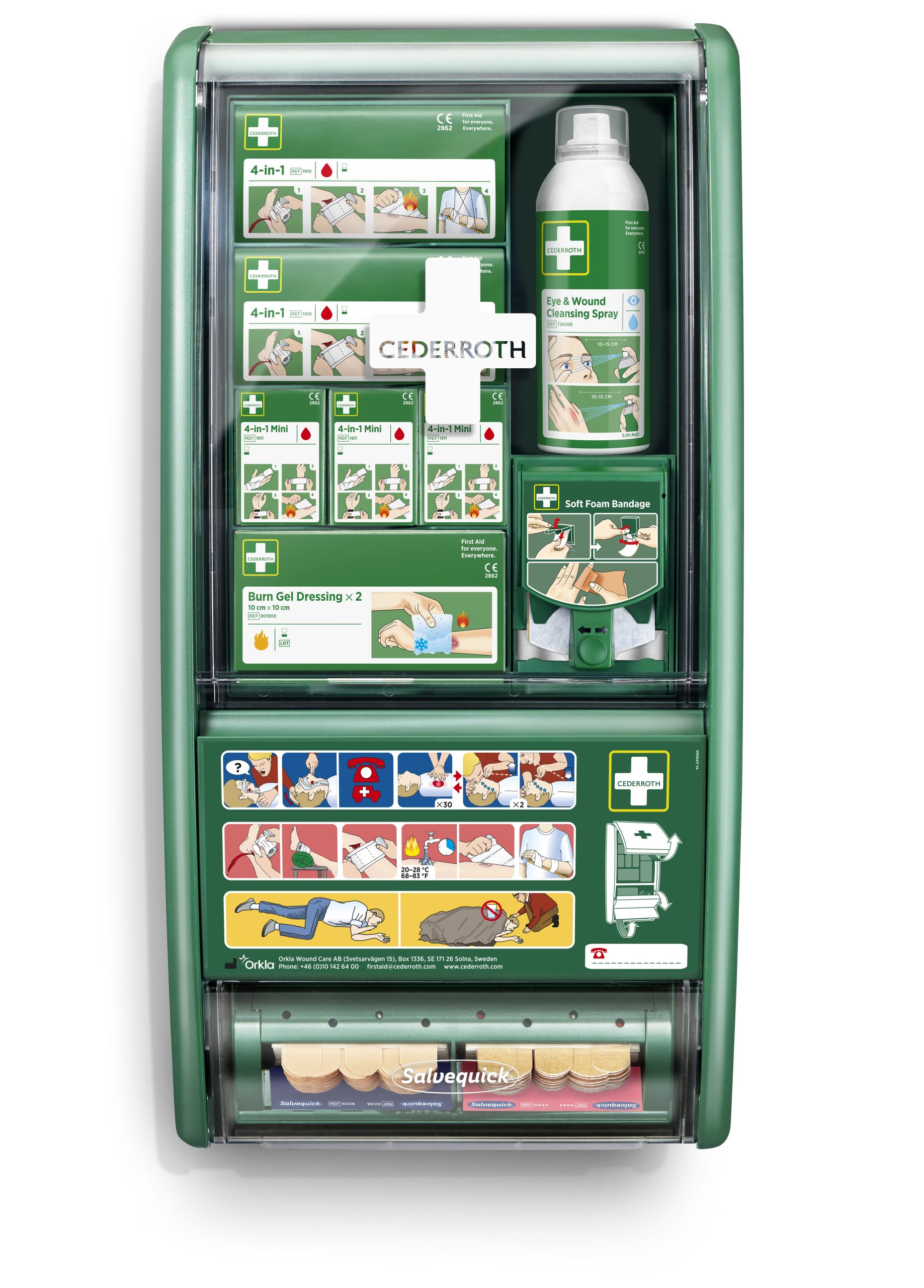 490920, FA, first aid station, front, cederroth, orkla care, 7310804909205 Första Hjälpen Tavla Cederroth, Stor